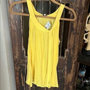 Ella Moss Bright Yellow Pleated Tank